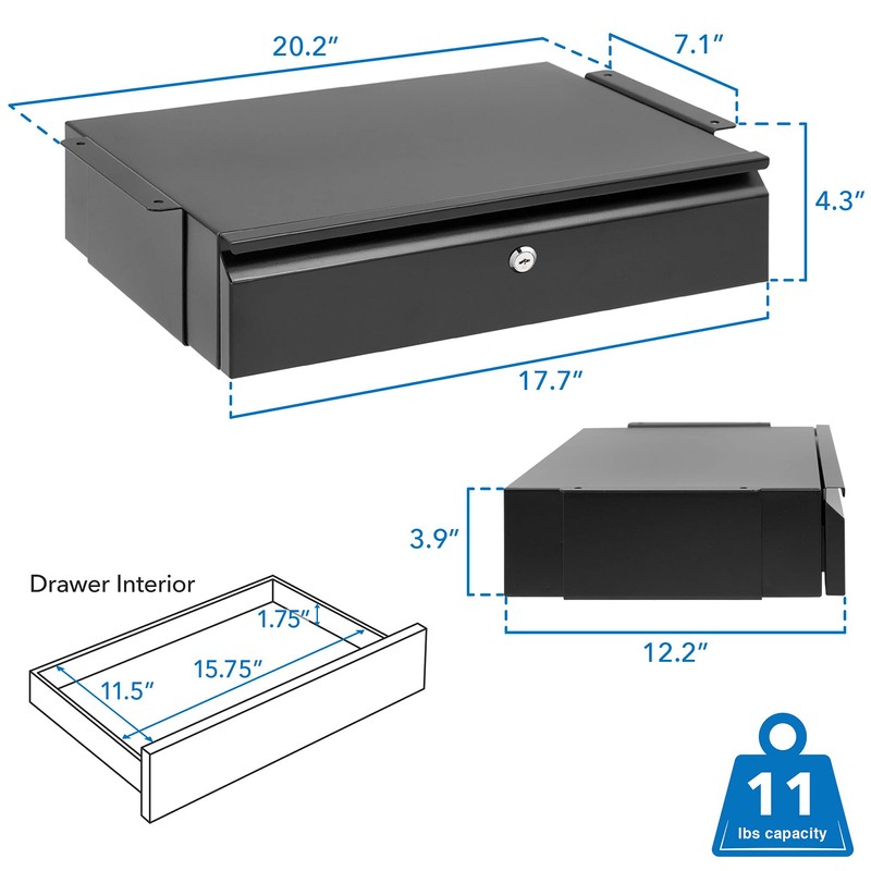 Mount-It! Under Desk Pull-Out Drawer with Lock and 2 Keys