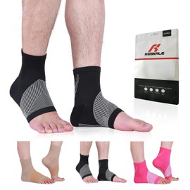 3 Pares de Tobilleras Compresión Mujeres y Hombres - Tobillera para Recuperación Lesiones, Calcetines Neuropatía, Calcetines Compresión sin dedos Fascitis Plantar Negro, M)