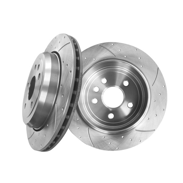 PM Auto Rear 330mm Drilled Slotted Brake Disc Rotors For