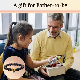 New Dad Gift First Time Father Day Gifts for Husband Son Gifts for Expectant Dad To Be Birthday Gift Daddy Father Natural Stone Bracelet with Feet Print Charm