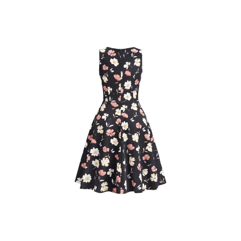 OWIN Women Casual Summer Sleeveless Round Neck Floral Lace A-Line