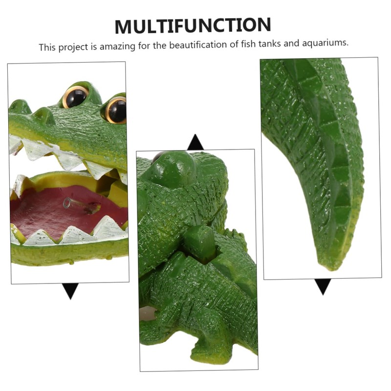 Zerodeko Alligator Bubbler Aquarium Decor Simulative Fish Tank Ornament Safe