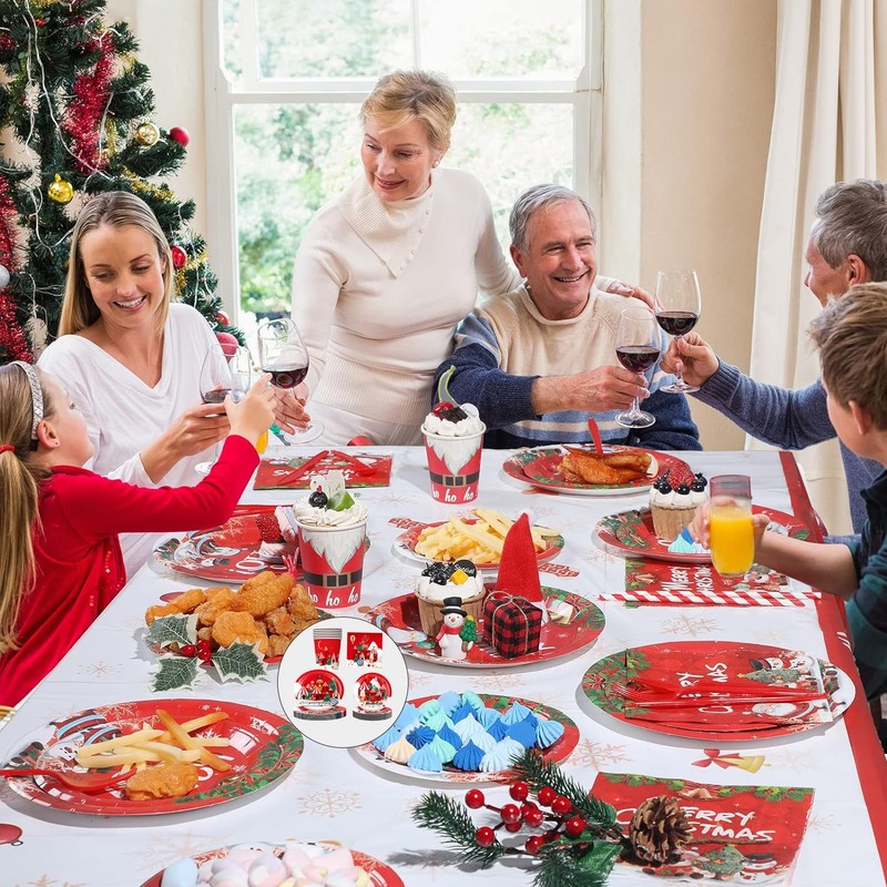 COSORO 137 * 274cm Plastic Christmas Tablecloths, Large Xmas Table