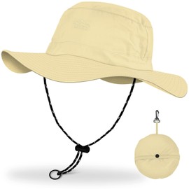 BROTOU UPF 50 Foldable Unisex Wide Brim Sun Hats, Breathable UV Protection Summer Hat, Waterproof Fishing Hiking Walking Hat for Men & Women (UK, Alpha, One Size, Khaki)