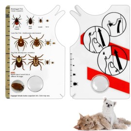 IZyufan Pack of 2 Tick Cards, Tick Scale Card with Magnifying Glass, Quick Cleaning of Ticks, Tick Card for People, Children, Dogs, Cats, White