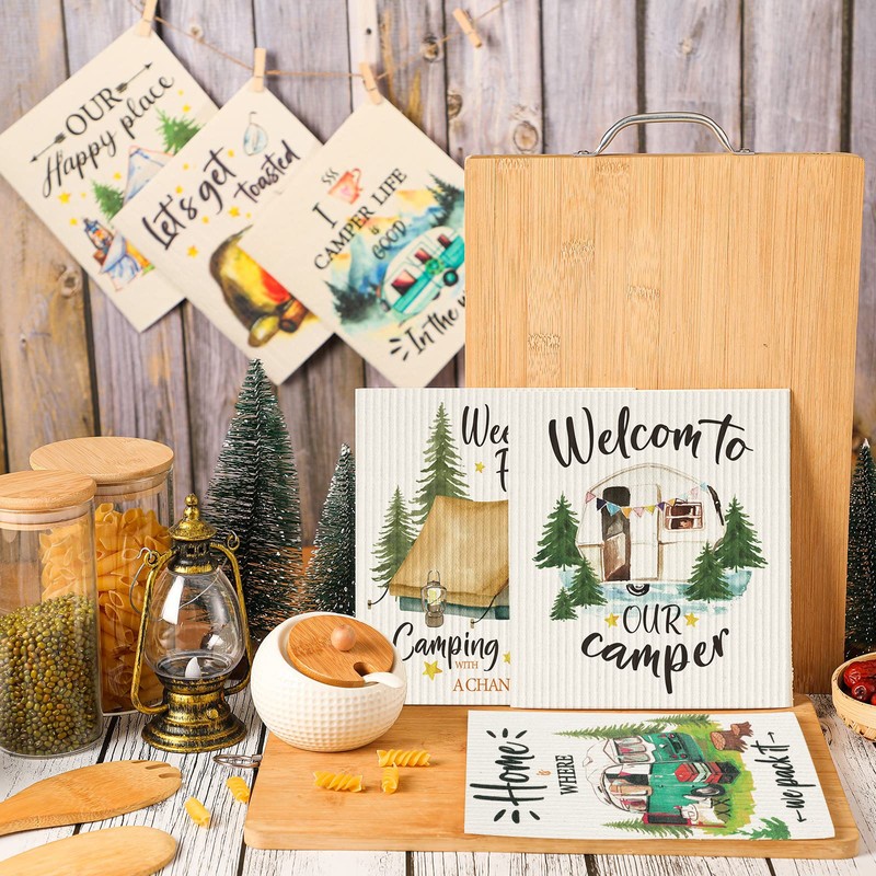 Patelai 6 Pieces Swedish Kitchen Dish Towels Camping Kitchen Cloths