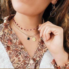 KELITCH Daisy Flower Choker Necklaces Handmade Colourful Beads Necklaces for Women Beach Necklaces, Bead