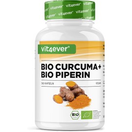 Organic Curcuma with Black Pepper - 365 Capsules - 4511 mg Organic Curcuma (Turmeric) per Daily Dose - with Curcumin & Piperine - 100% Organic Quality - High Dose - Vegan