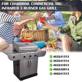 Hiorucet Grill Grates Kits for Charbroil Commercial 463241313, 463241314, 463241013, Emitter Plates, Heat Shield, Burner, Ignitor for Charbroil Commercial Tru Infrared Grill Replacement Parts 3 Burner