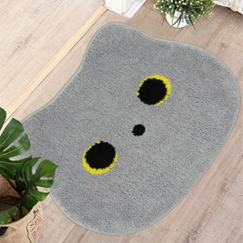 Yamepuia Bathroom Rug, Grey Cat Bath Mat with Non-Slip Backing, Non-Slip Washable Grey Bathroom Rug, Soft Absorbent Cat Bathroom Mat, 50 x 56 cm