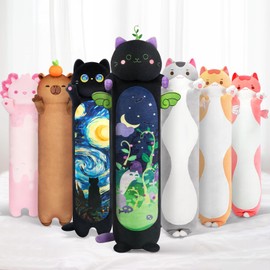Mewaii Long Cat Plush 5 Sizes, 120% Extra Filling Giant Plushness Kids Body Pillow, Kawaii Cute Black Cat Stuffed Animals Plushies, Big Long Body Pillow Black Cat Plush Gift for Girls 20”