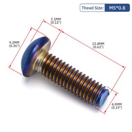 PQY 6pcs Steering Wheel Screw Bolts Taper M5×0.8 Length 19mm Round Head Burnt Titanium Finish Round Head