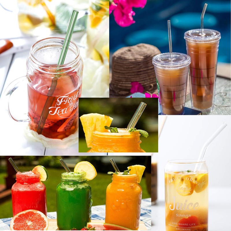 AMZSOCKETS Reusable Glass Straws - 9" L x 8 mm