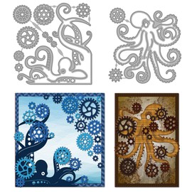 MAYJOYDIY Octopus Gears Metal Cutting Dies for Card Making Octopus Tentacle Steampunk Die Cutting Mechanical Gear Carbon Steel Embossing Template for Scrapbooking Party Photo Album DIY Paper Crafts