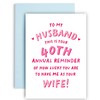 Huxters 40 Years Anniversary Card for Husband from Wife Funny