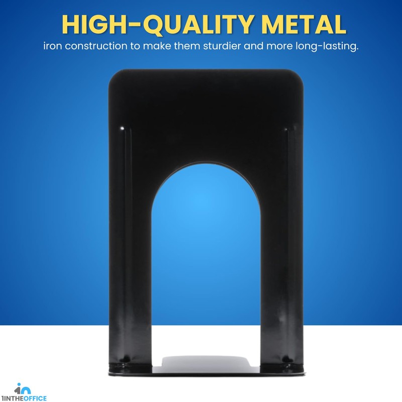 1InTheOffice Metal Bookends, Heavy Duty Metal Bookends, Metal Bookends for