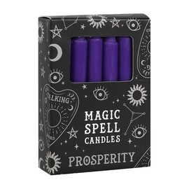 Unscented 4 inches Tall Magic Spell Chime Candles Witchcraft Supplies for Personal Wiccan Altar, Spells, Charms & Rituals - Pack of 12 (Purple- Prosperity)
