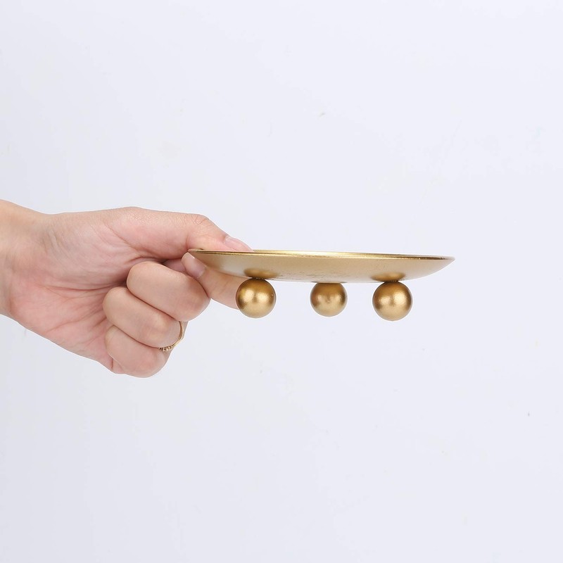 Iron Plate Candle Holder, Gold, Decorative Iron Pillar Candle Holder,