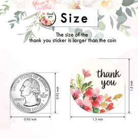 Heyfibro 500 PCS 1.5" Thank You Sticker for Small Business, Baking Packaging, Gift Cards, Envelopes Seals, Wedding(Flower 4)