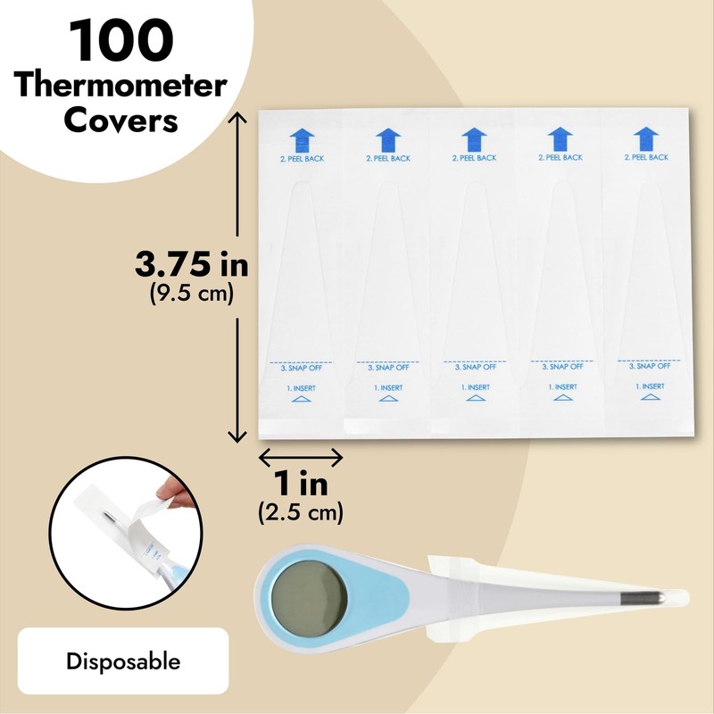 Juvale Thermometer Covers - 100 Count, White - Disposable Probe