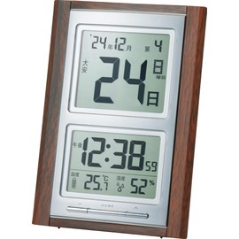 ADESSO NAR-102 Daily Radio Clock, Digital, Standing, Temperature, Humidity, Date Display, Day of the Week Display, Anniversary Setting Function, Wood Grain Tone, Brown
