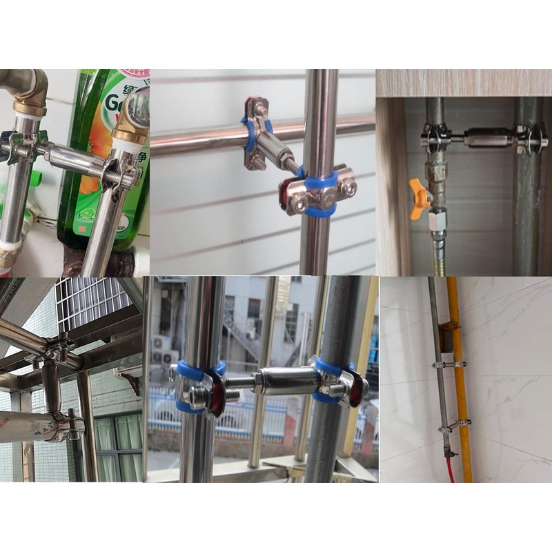 Stainless Steel Adjustable Pipe Bracket Clamp - Wall/Ceiling Mount Support