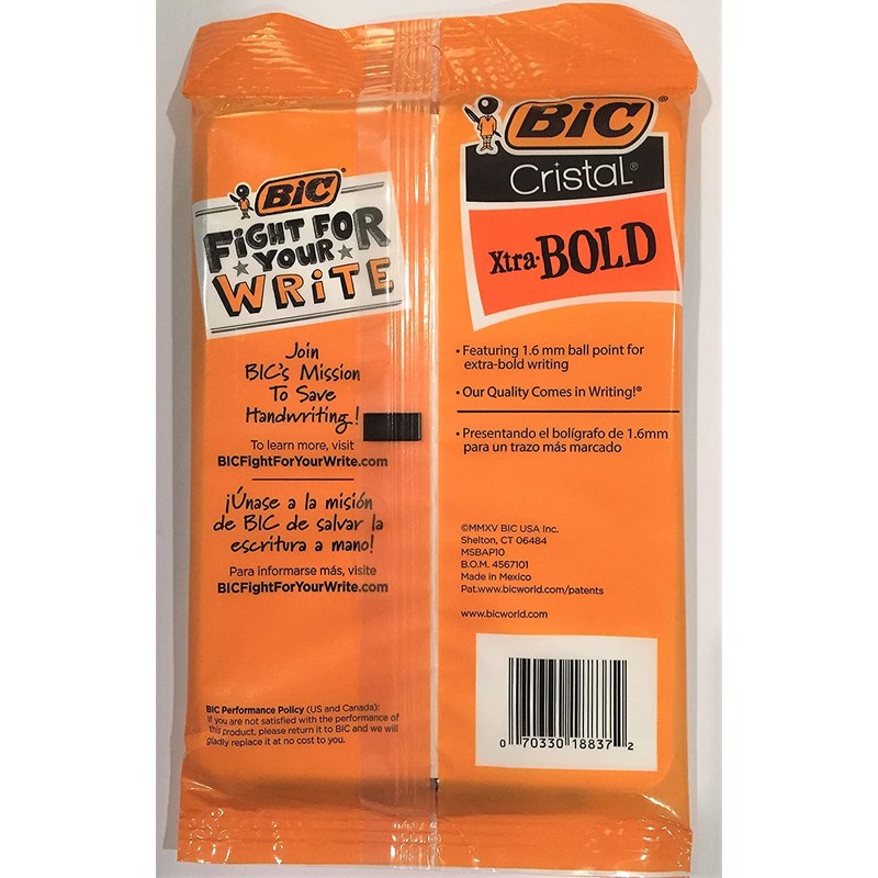 30 x Bic Cristal Xtra-Bold Round Stic Ballpoint Pens, 1.6mm