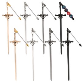 Framendino, 8 Pack Beaded Sword Hair Pins Clips with Bar Rod for DIY 4 Colors