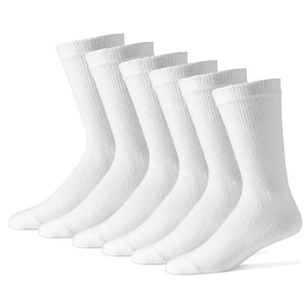 Physicians' Choice 12-Pack Diabetic Crew Socks for Men and Women - Comfortable Neuropathy Socks - Extra Wide Unisex Socks - Size Men 13-15 Women 15-17 - White