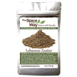 The Spice Way - Traditional Lebanese Zaatar with Hyssop | 4 oz | (No Thyme that is used as an hyssop substitute) Freshly Grown Seasoning. No Additives, No Perservatives (Za'atar/zatar/zahtar/zahatar)