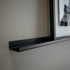 Floating Ledge Metal, Picture, Photo and Art Display, Modern Shelf 5Ft Long by 2 in Wide (5FTB20IN, Black)
