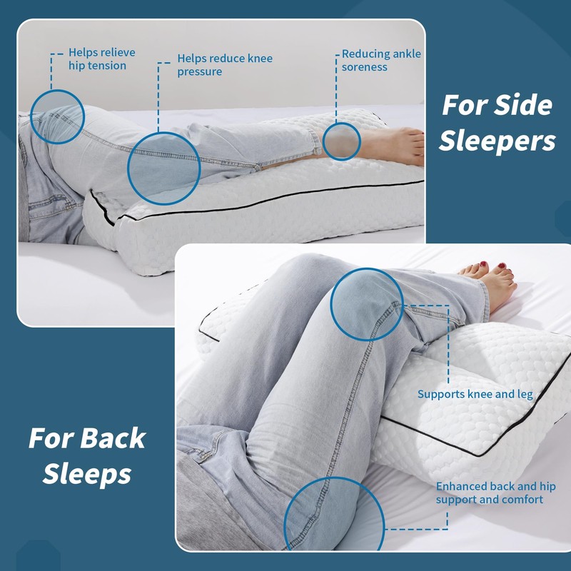 HOMBYS Shredded Memory Foam Knee Pillow for Side Sleepers, 6.5"