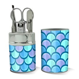 Mermaid Fish Scale Pattern Stainless Steel Manicure Pedicure Grooming Beauty Care Travel Kit