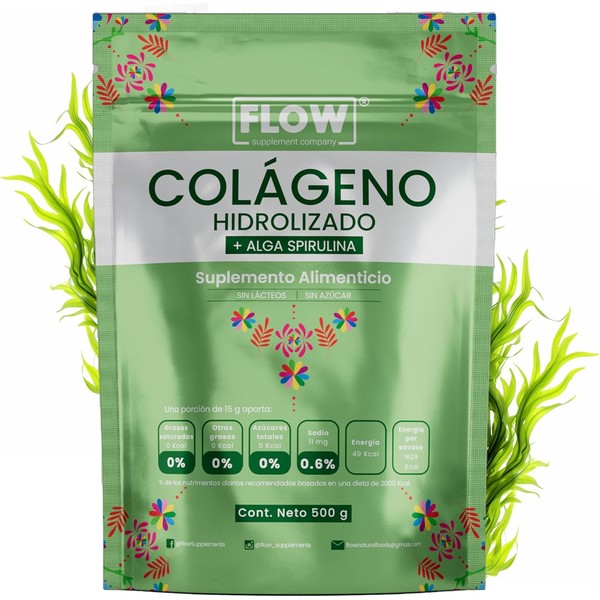 COLAGENO HIDROLIZADO CON SPIRULINA - 500 GRAMOS en Polvo -