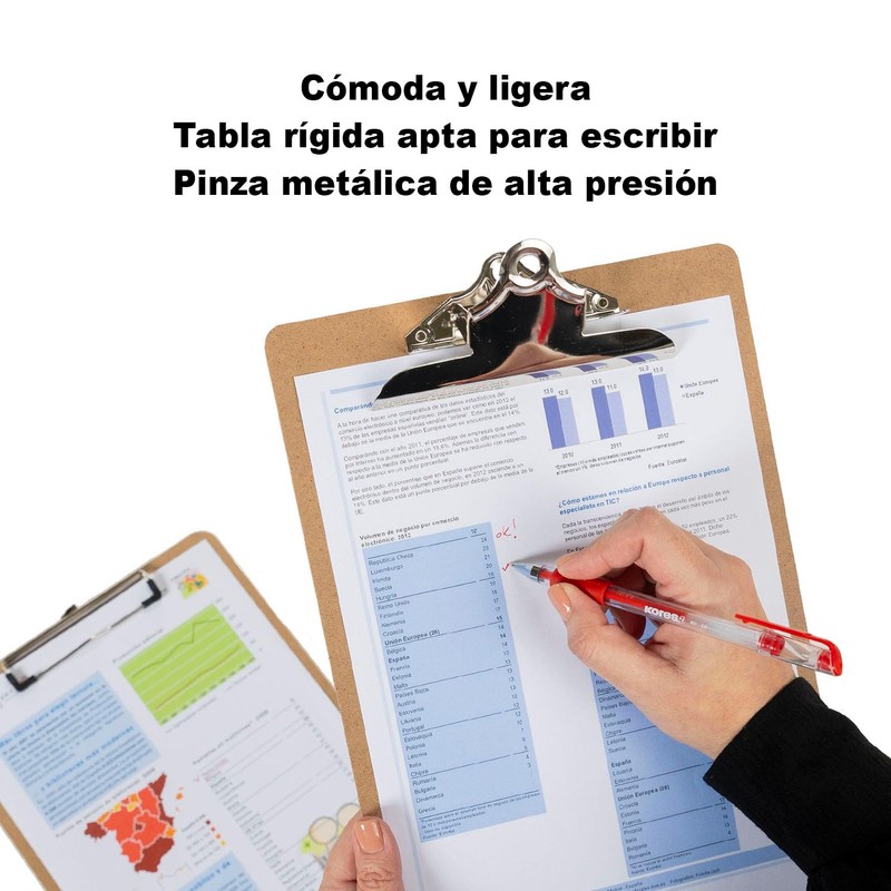 Grafoplás 1550749. Clipboard with Jumbo Clamp, A4, Wood, Round Edges