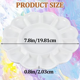 2 PCS 13-Well Ceramic Paint Palette, Porcelain Paint Palette Tray, Artist Watercolor Mixing Palette, Palette for Acrylic, Watercolor, Gouache Painting, Round, 7.8”x 7.8”x 0.8”