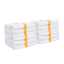 Arkwright Hand Towels (16x27, 12 Pack) with Center Stripes, Absorbent Power Gym Towel for Hotel, Spa (Gold)