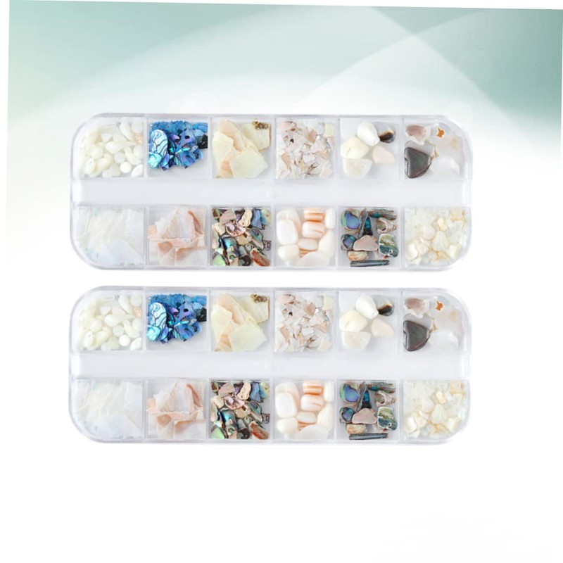 LALAFINA 2sets Natural Shell Flake Nail Art Decor Set High