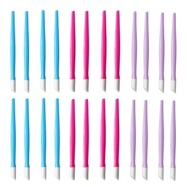 24 Pcs Rubber Nail Cuticle Pusher Plastic Handle Rubber Tipped Nail Cuticle Cleaner Acrylic Nail Art Tool