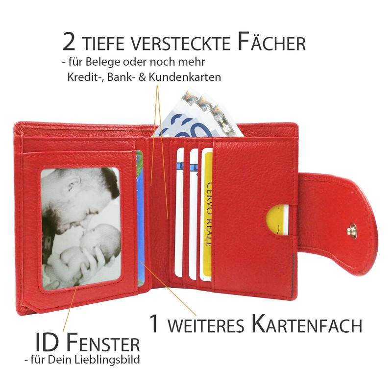 FreeHaveFun RFID Women's Leather Wallet Separate Coin Pocket, red, rfid