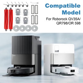 ZITUZY 21 Stücke Ersatz-Zubehör-Set für Roborock QV 35A / QR 798 / QR 598 Roboter-Staubsauger, 2 Hauptbürsten，4 HEPA-Filter, 6 Seitenbürsten, 4 Wischpads, 4 Staubbeutel, 1 Reinigungsbürste