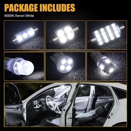 HZEL 42PCS Car Interior LED Light Kit, DE3175 T10 31mm 41mm 194 LED Bulb Dome Map Door Light Set, High-Brightness Auto Interior Tail Cab License Plate Bulb Kit, Universal for Most Vehicles