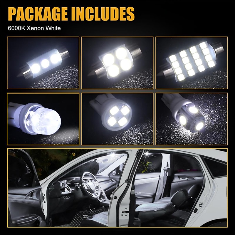 HZEL 42PCS Car Interior LED Light Kit, DE3175 T10 31mm