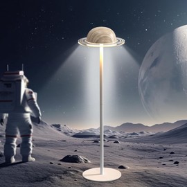 Freleca Planet LED RGB Cordless Lamp, Battery Operated Lamp, Inspiration from Saturn's rings, Colorful&Dynamic Table Lamps, Remote Control & Touch Control, East to Assemble, Sturdy Metal(Saturn Rings)