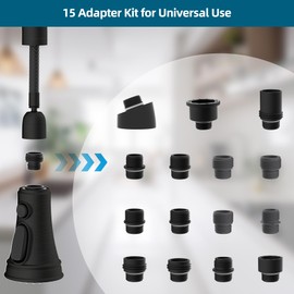 Hygie Rinse Pull Down Kitchen Faucet Sprayer Head 3 Function Kitchen Faucet Head Replacement with 15 Adapter Kit, Pull Out Kitchen Sink Sprayer Nozzle Head Kitchen Tap Spout, Oil Rubbed Bronze