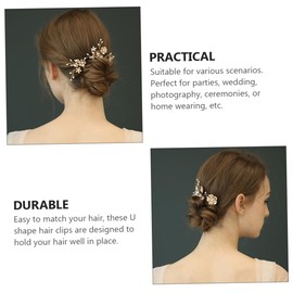 WOONEKY U-shaped Hair Stick Rhinestones and Pearl for Women's Bridal Hair Ornament