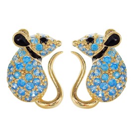 Navachi arete de tuerca chapados en oro de 18 quilates con vidrio transparente y ratones, Zinc Circonita cúbica, Circonia cúbica