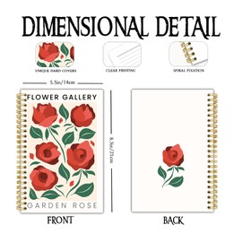 2pcs spiral notebook with colorful floral design theme, 5.5x8.3 inches, containing 50 inner pages, suitable for writing, diary, office stationery, school supplies, and gifts for friends and family