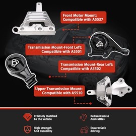 QRYIPPDM QRYIPPDM Engine Motor & Transmission Mount Compatible with 2012 2013 2014 2015 2016 2017 Verano 2.4L Auto Trans -OE: 3198 A5537 3194 A5501 3196 A5502 3226 A5510