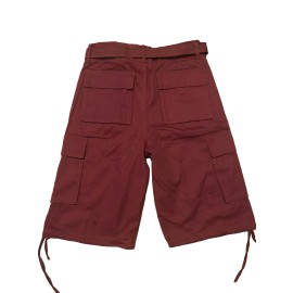 Lime Tree Wine Belted Cargo Flap Pockets Drawstring Hem Men Shorts New Sz 34